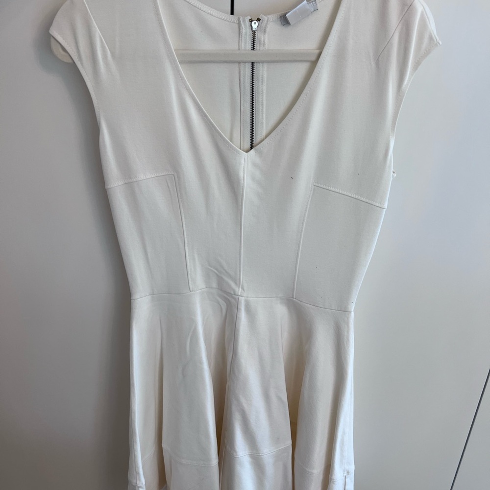 Bar III Cream Dress with Zipper Detail
